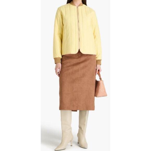 Tory Burch Sport Sz S Yellow Long Sleeve Oxford Quilted Jacket Full Zip Jacket - Picture 1 of 14